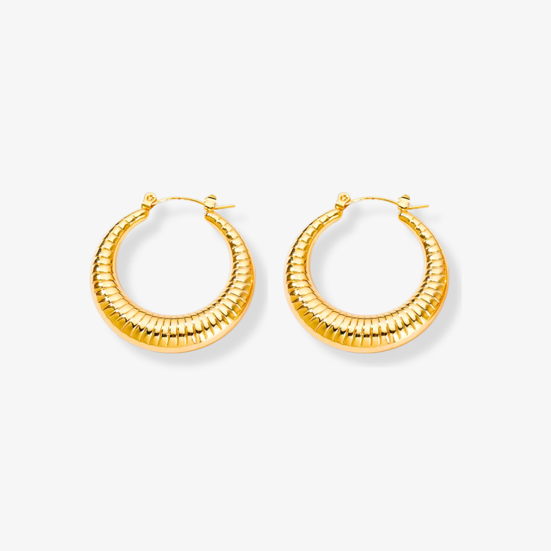 Solène Earrings – Vintage gold drop earrings on white background by Luzza Studio