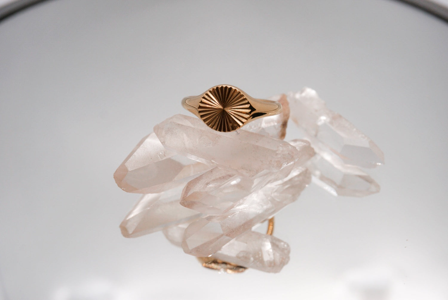 Luzza Studio ring collection – gold sculptural rings styled on quartz crystal