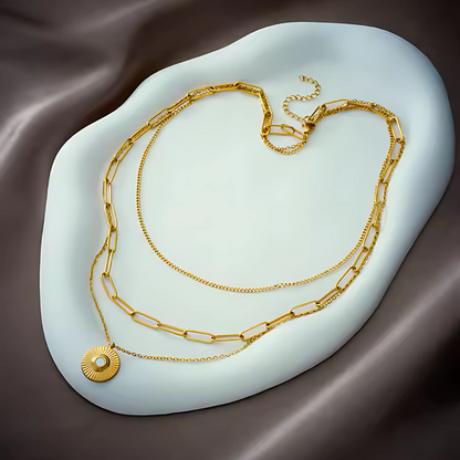 Trio Shine Pendant Gold Layered Pendant Set