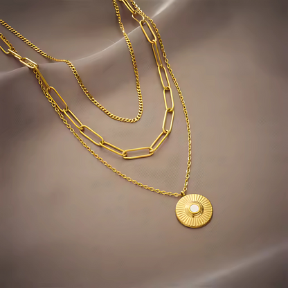 Trio Shine Pendant Gold Layered Pendant Set