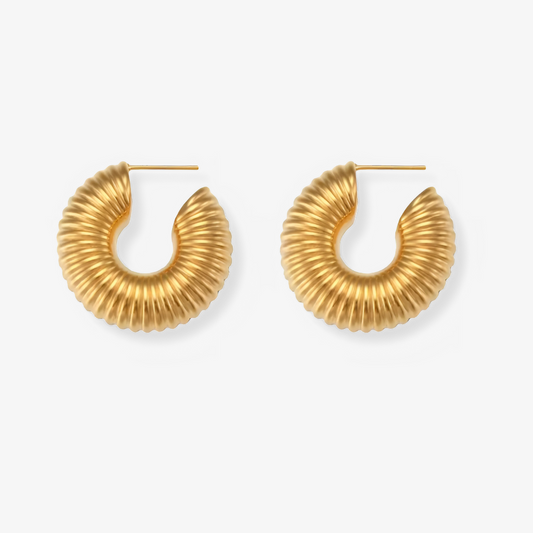Riviera Hoops – Ribbed Gold Curves