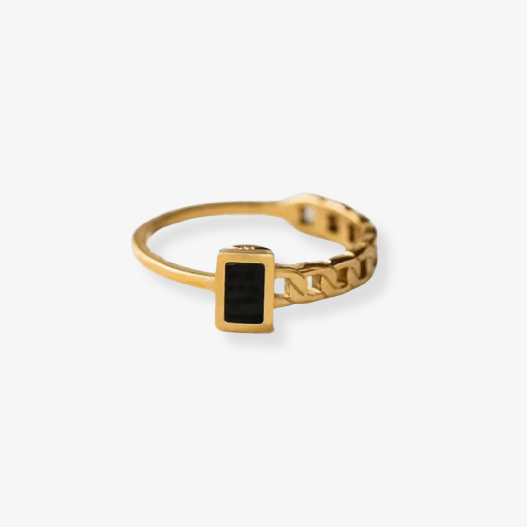 Black Square Chain Ring - Luzza Studio
