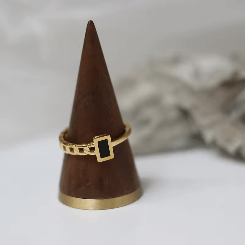 Black Square Chain Ring - Luzza Studio