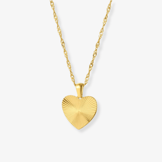 Golden Hour Heart – Textured Gold Necklace - Luzza Studio