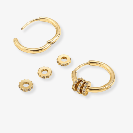 Mini Glow Hoops – Gold with CZ Charm - Luzza Studio