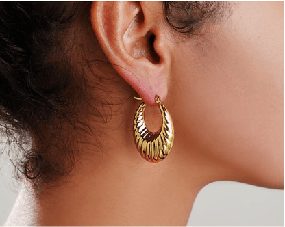 Solène Earrings – Vintage Gold Drop Hoops - Luzza Studio