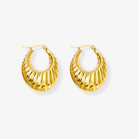 Solène Earrings – Vintage gold drop earrings on white background by Luzza Studio	