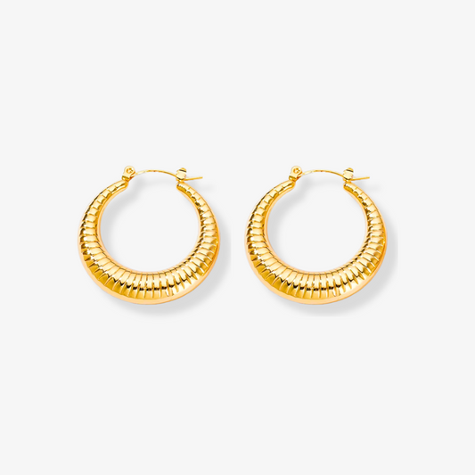Solène Earrings – Vintage gold drop earrings on white background by Luzza Studio	